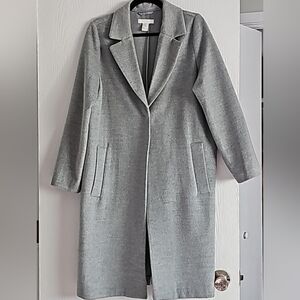 Gray button front long jacket